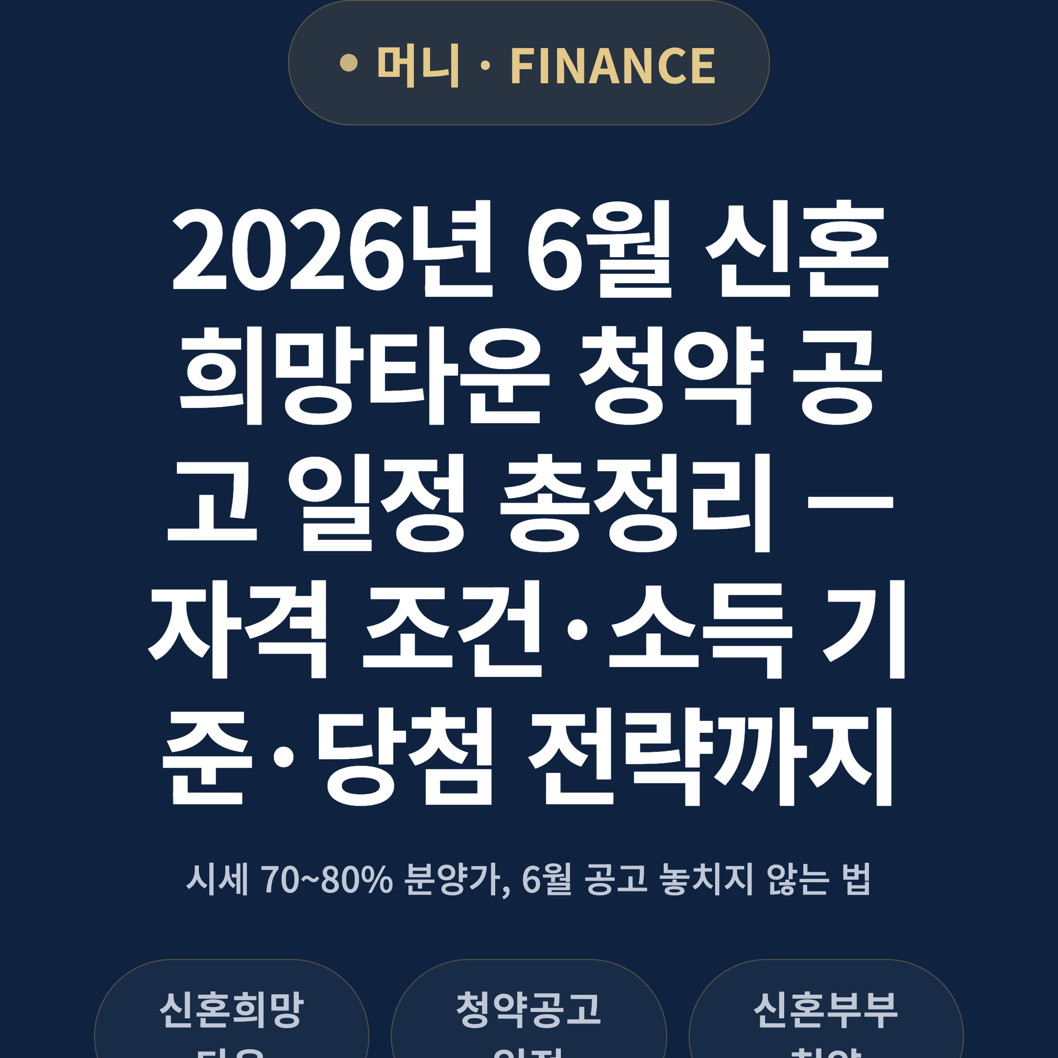 2026년 6월 신혼희망타운 청약 공고 일정 총정리 — 자격 조건·소득 기준·당첨 전략까지