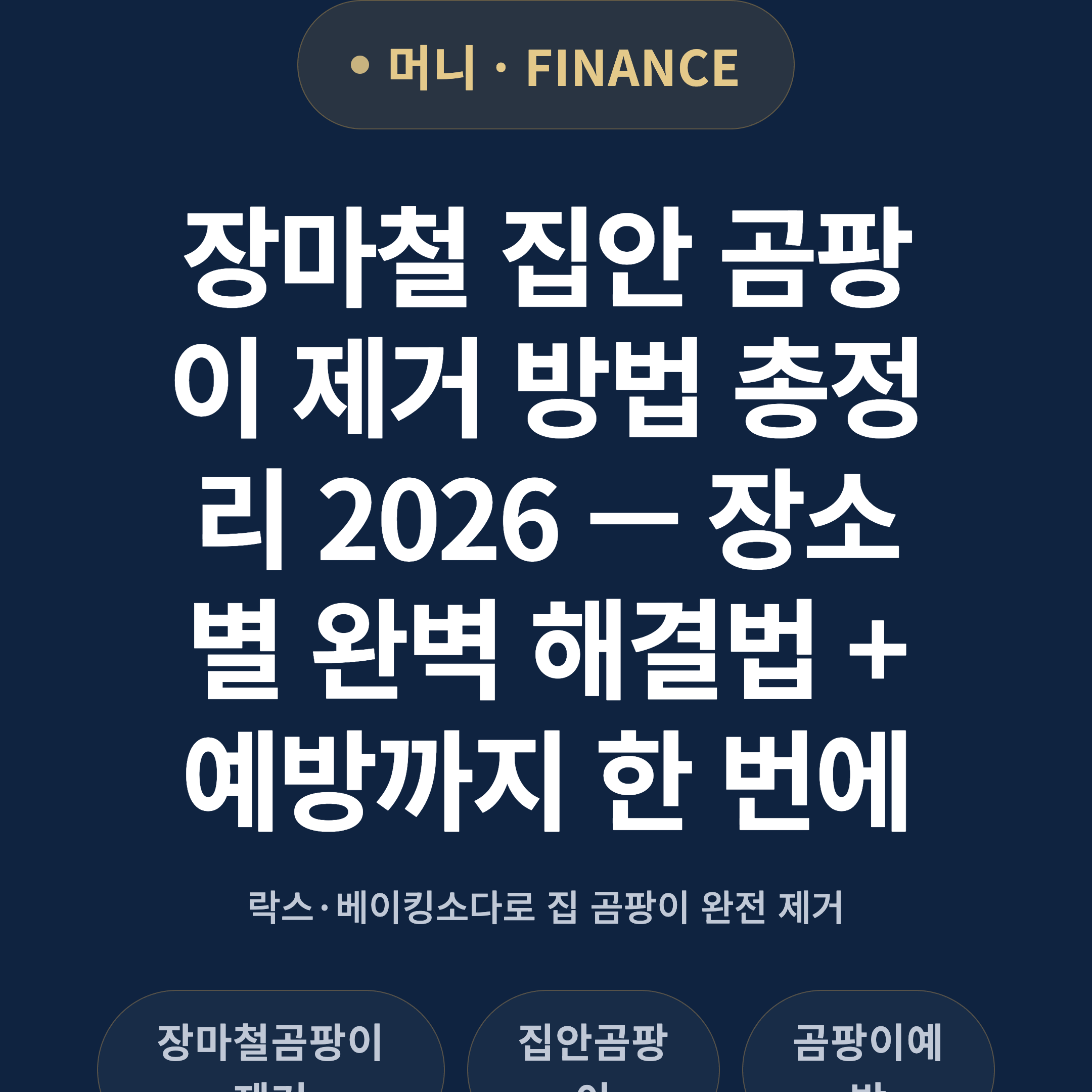 장마철 집안 곰팡이 제거 방법 총정리 2026 — 장소별 완벽 해결법 + 예방까지 한 번에