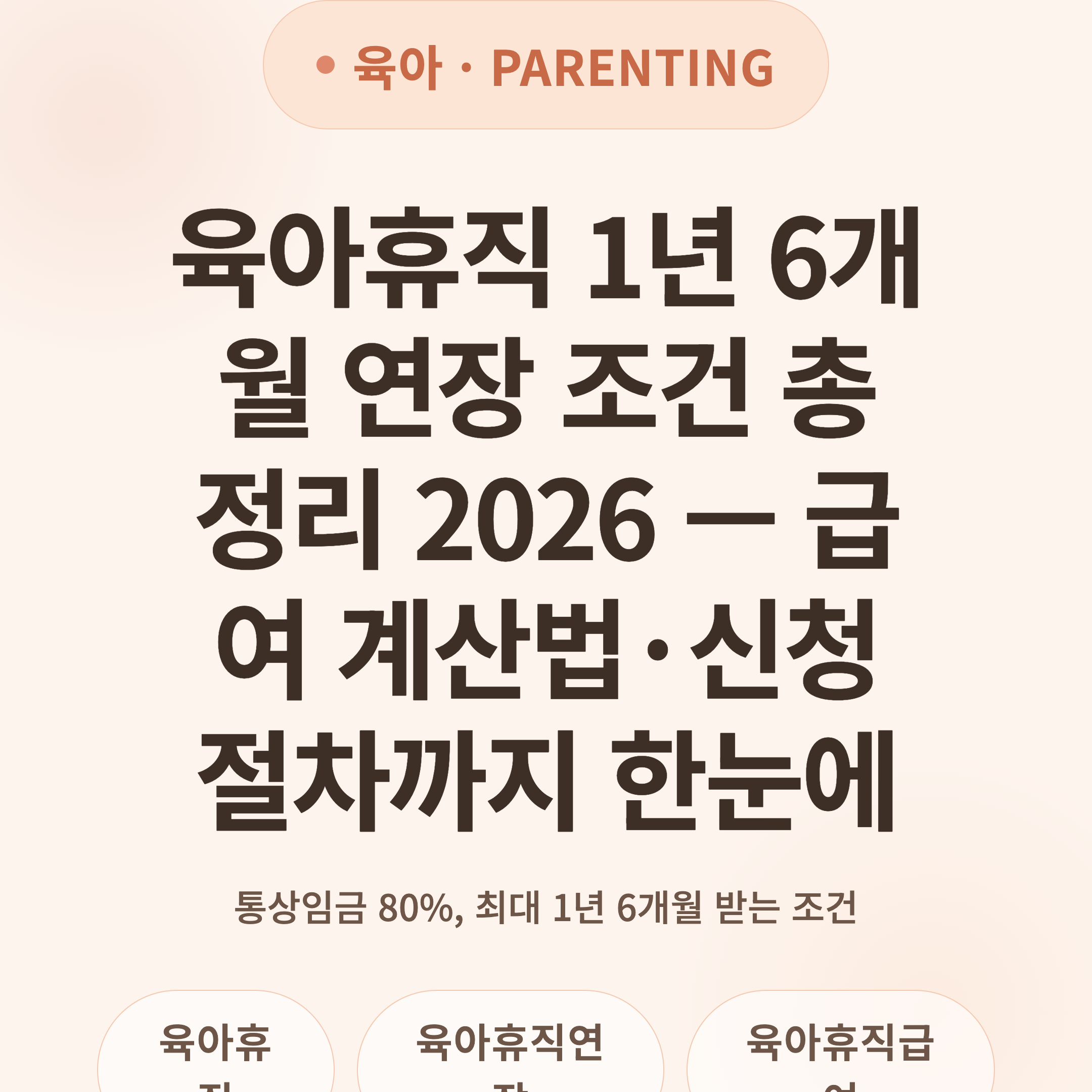 육아휴직 1년 6개월 연장 조건 총정리 2026 — 급여 계산법·신청 절차까지 한눈에