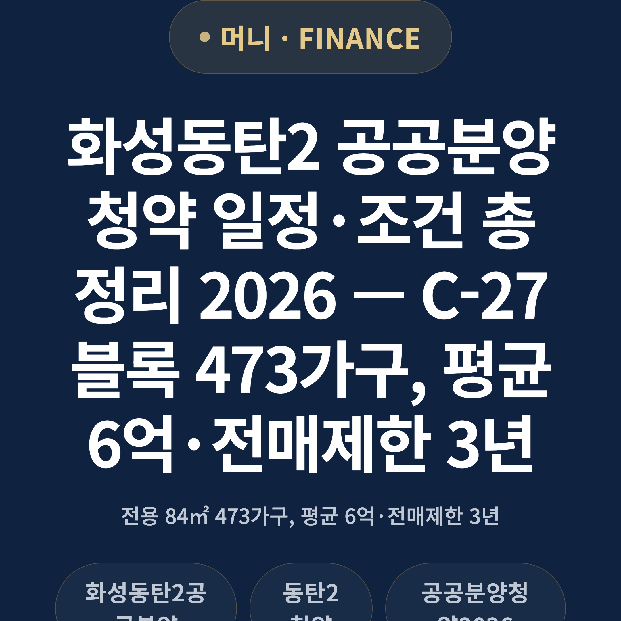 화성동탄2 공공분양 청약 일정·조건 총정리 2026 — C-27블록 473가구, 평균 6억·전매제한 3년