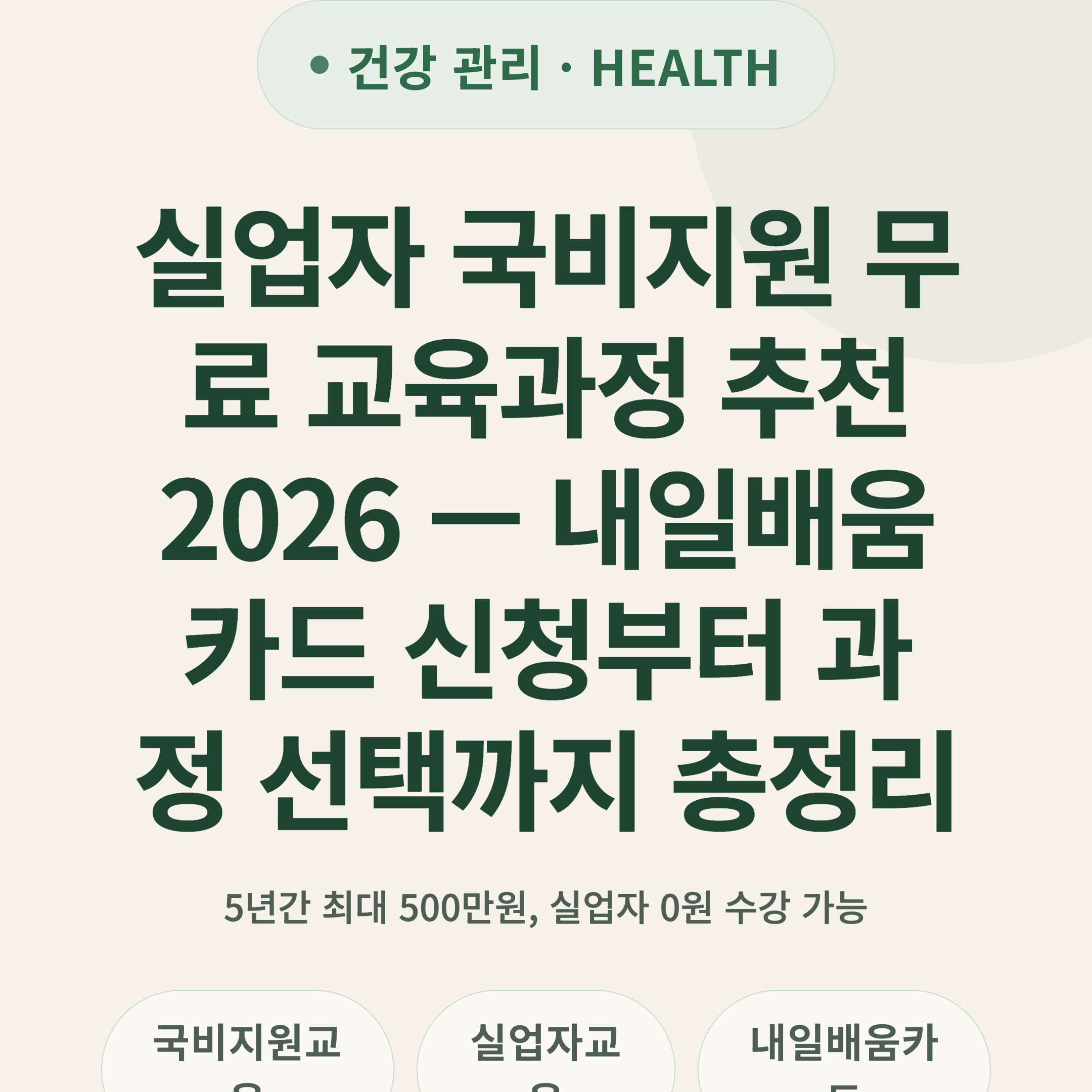 실업자 국비지원 무료 교육과정 추천 2026 — 내일배움카드 신청부터 과정 선택까지 총정리