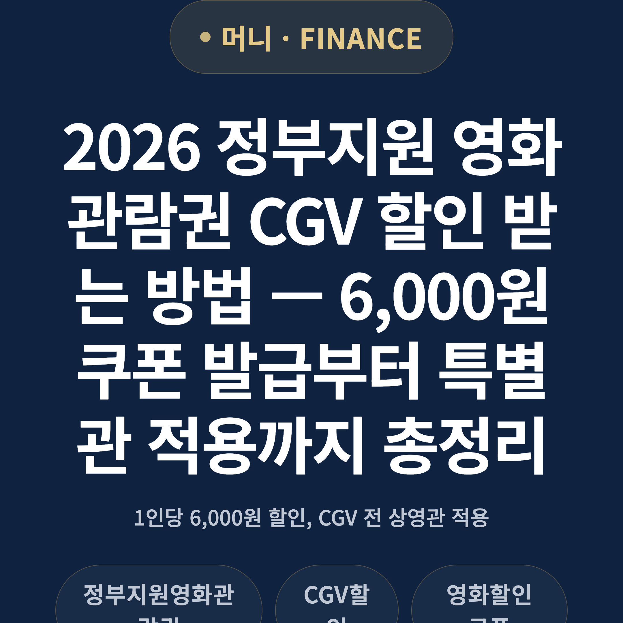 2026 정부지원 영화관람권 CGV 할인 받는 방법 — 6,000원 쿠폰 발급부터 특별관 적용까지 총정리