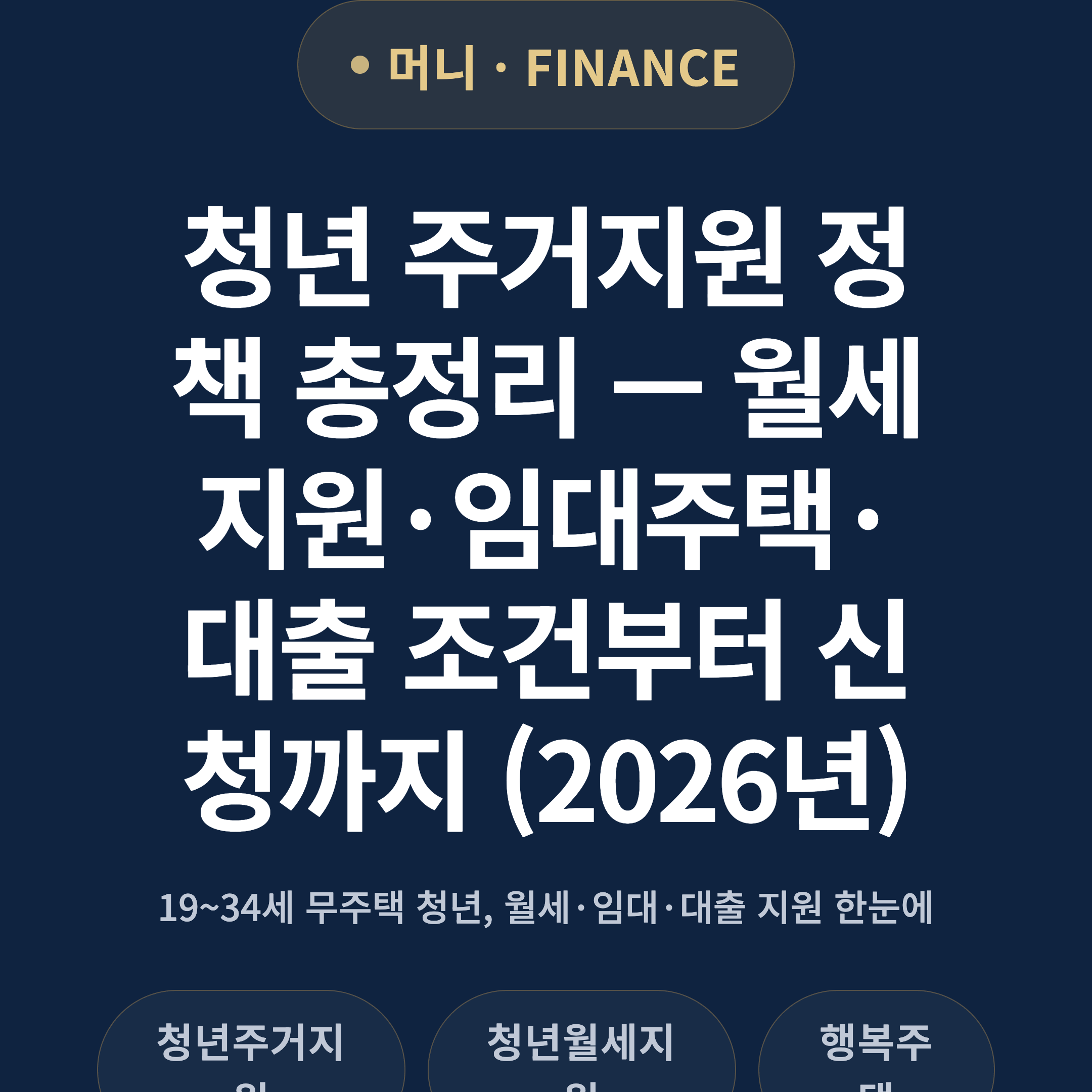 청년 주거지원 정책 총정리 — 월세지원·임대주택·대출 조건부터 신청까지 (2026년)