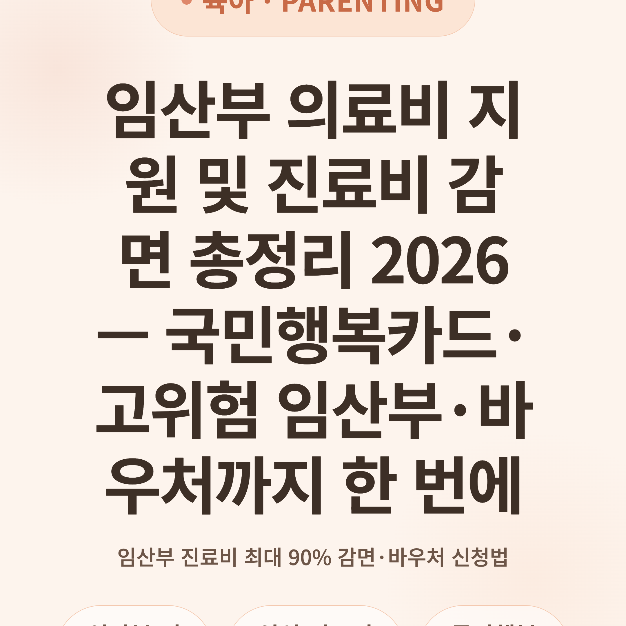 임산부 의료비 지원 및 진료비 감면 총정리 2026 — 국민행복카드·고위험 임산부·바우처까지 한 번에