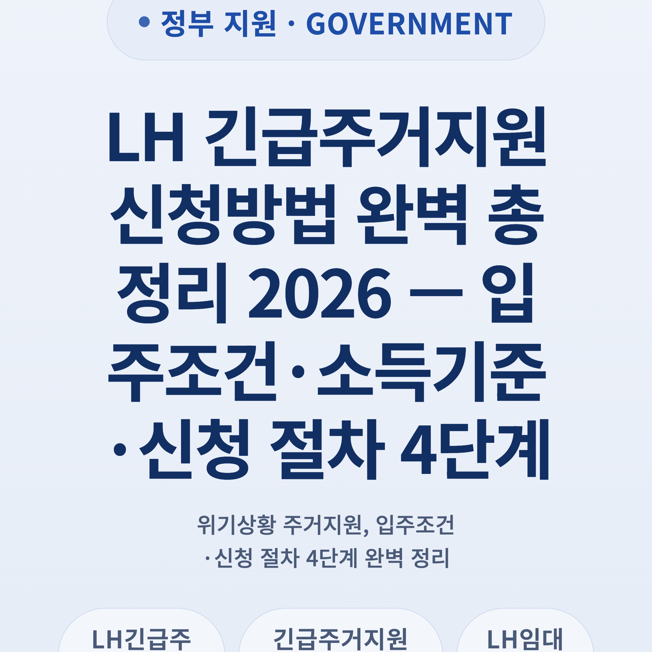 LH 긴급주거지원 신청방법 완벽 총정리 2026 — 입주조건·소득기준·신청 절차 4단계