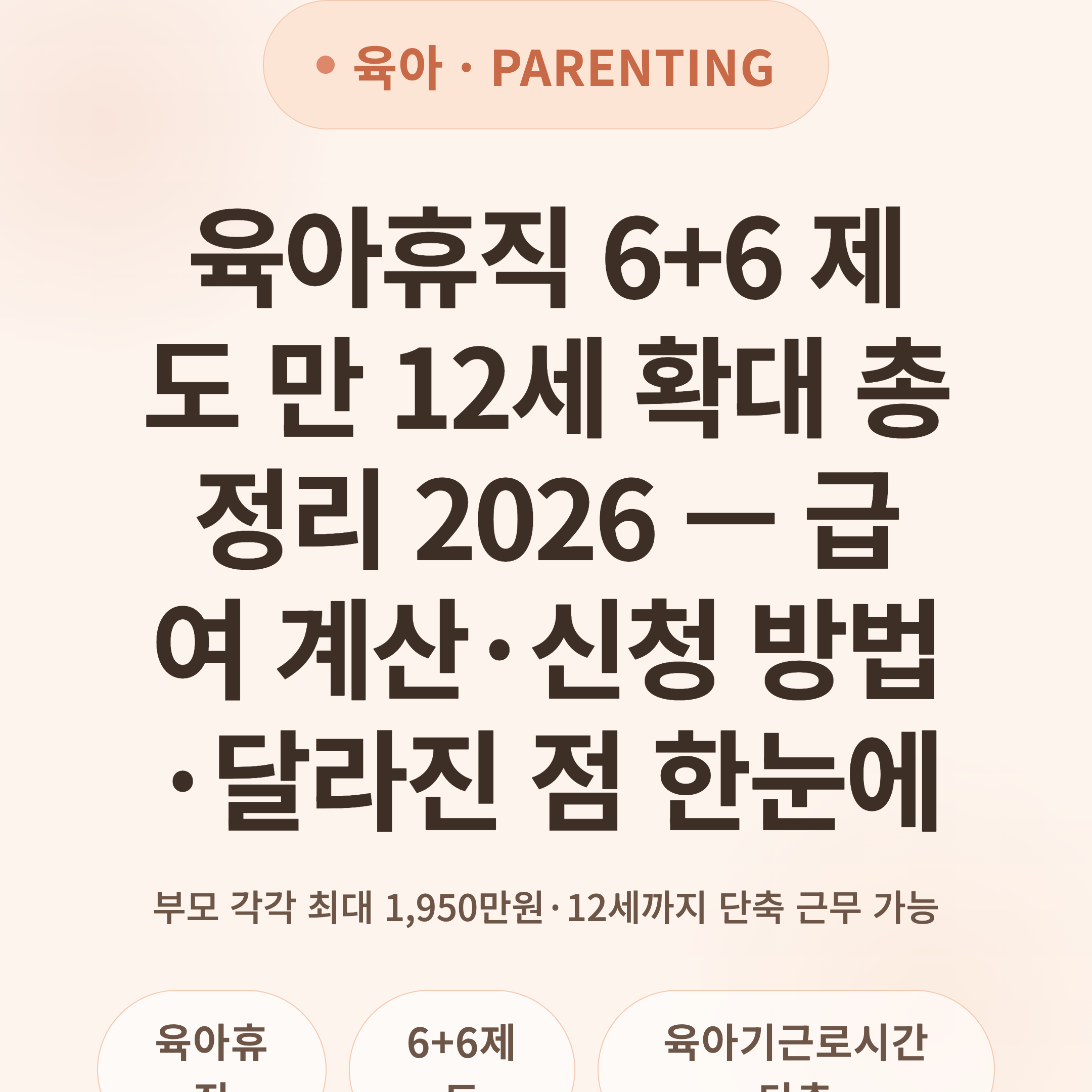 육아휴직 6+6 제도 만 12세 확대 총정리 2026 — 급여 계산·신청 방법·달라진 점 한눈에