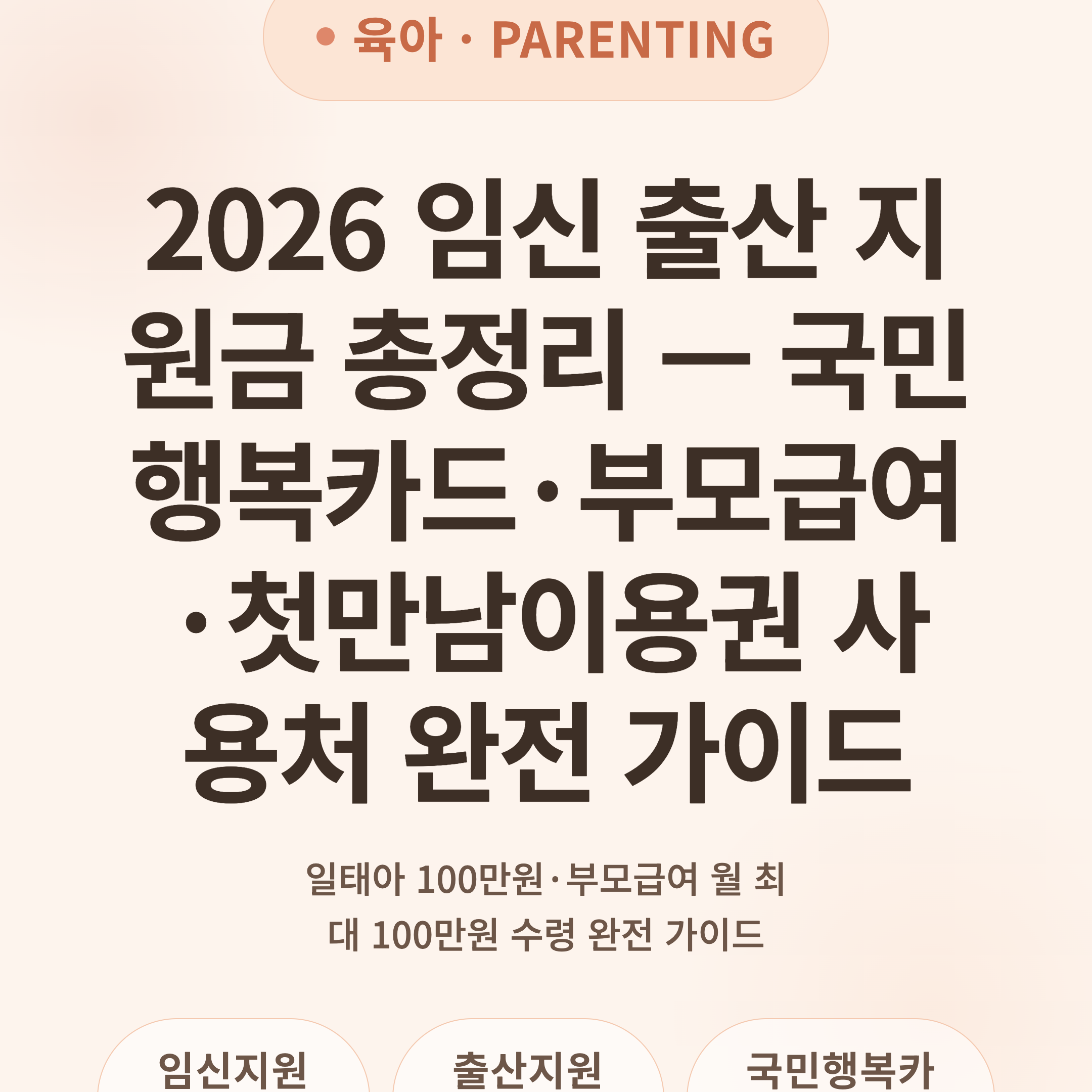 2026 임신 출산 지원금 총정리 — 국민행복카드·부모급여·첫만남이용권 사용처 완전 가이드