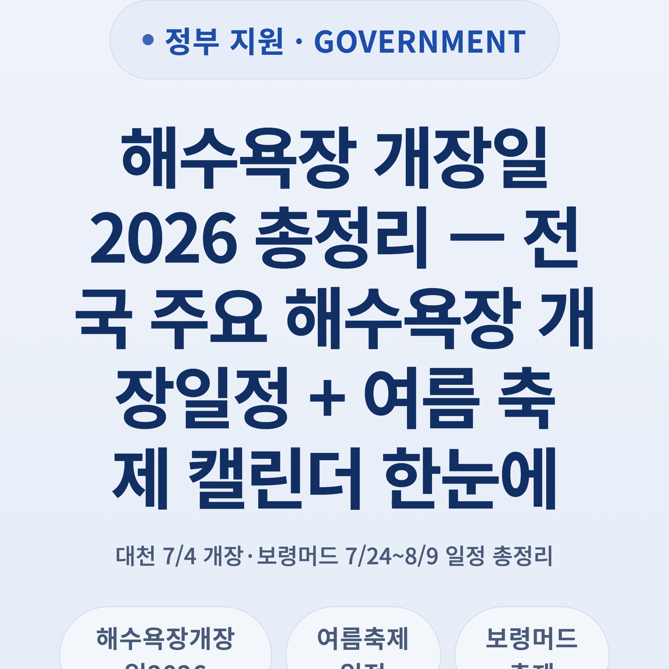 해수욕장 개장일 2026 총정리 — 전국 주요 해수욕장 개장일정 + 여름 축제 캘린더 한눈에