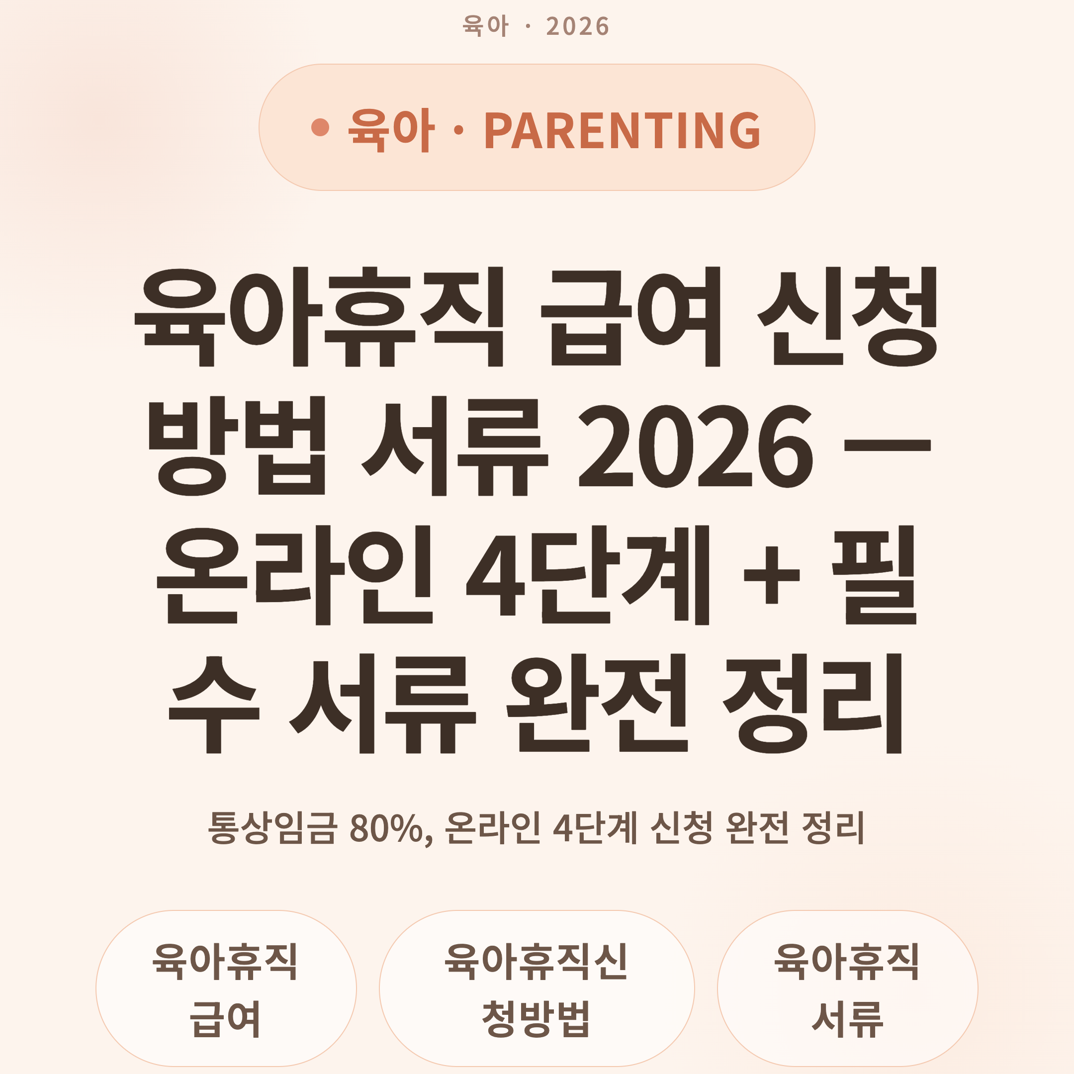 육아휴직 급여 신청 방법 서류 2026 — 온라인 4단계 + 필수 서류 완전 정리