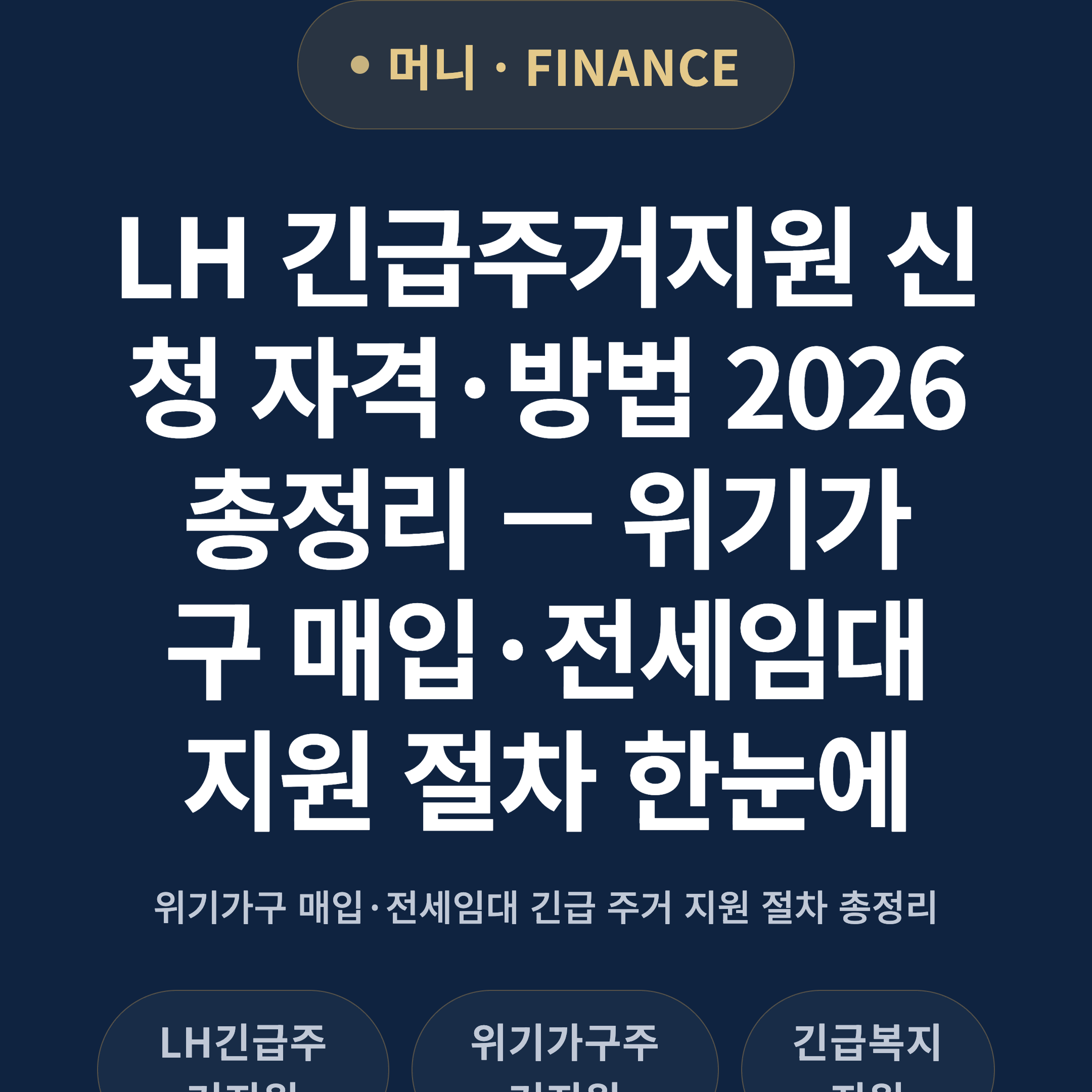 LH 긴급주거지원 신청 자격·방법 2026 총정리 — 위기가구 매입·전세임대 지원 절차 한눈에