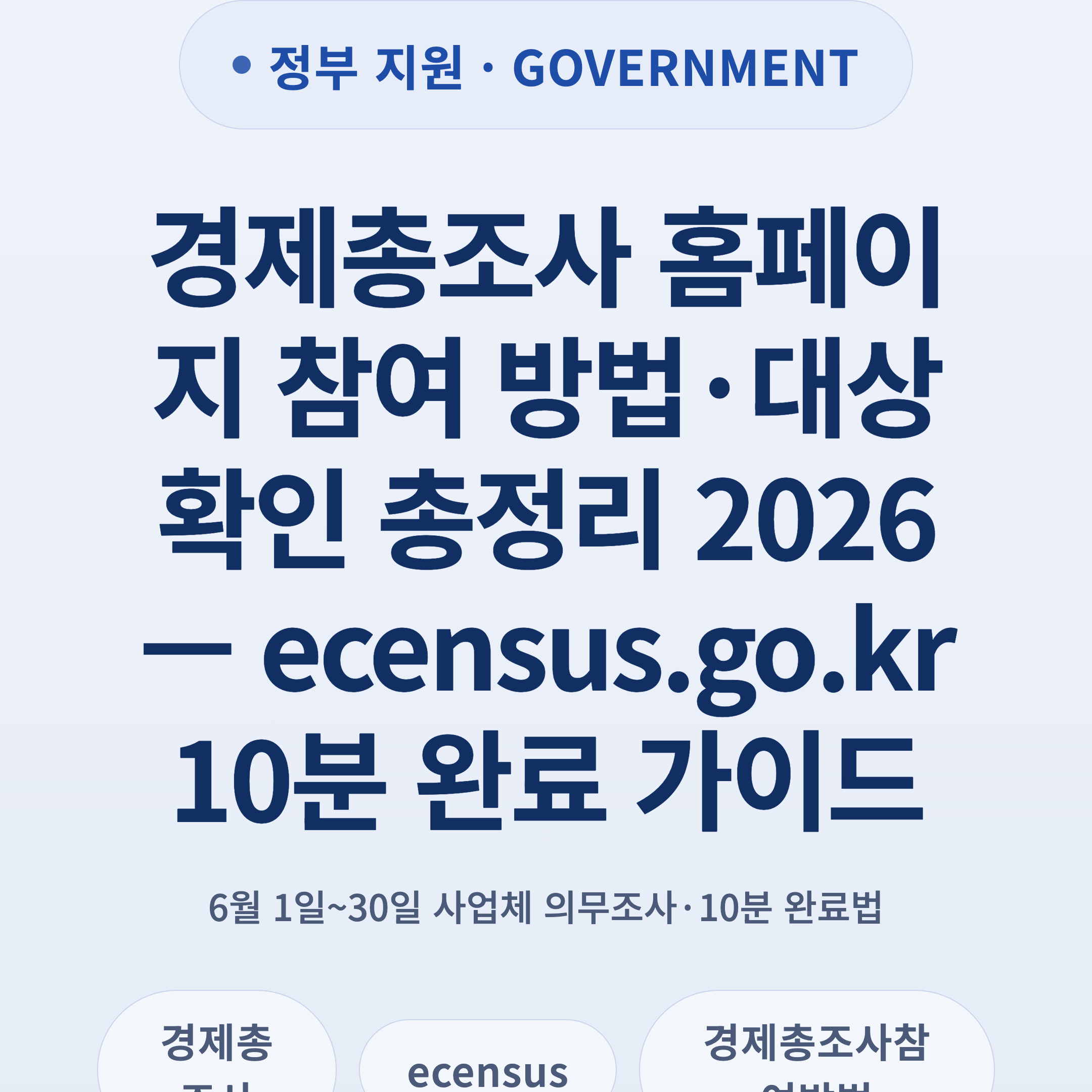 경제총조사 홈페이지 참여 방법·대상 확인 총정리 2026 — ecensus.go.kr 10분 완료 가이드