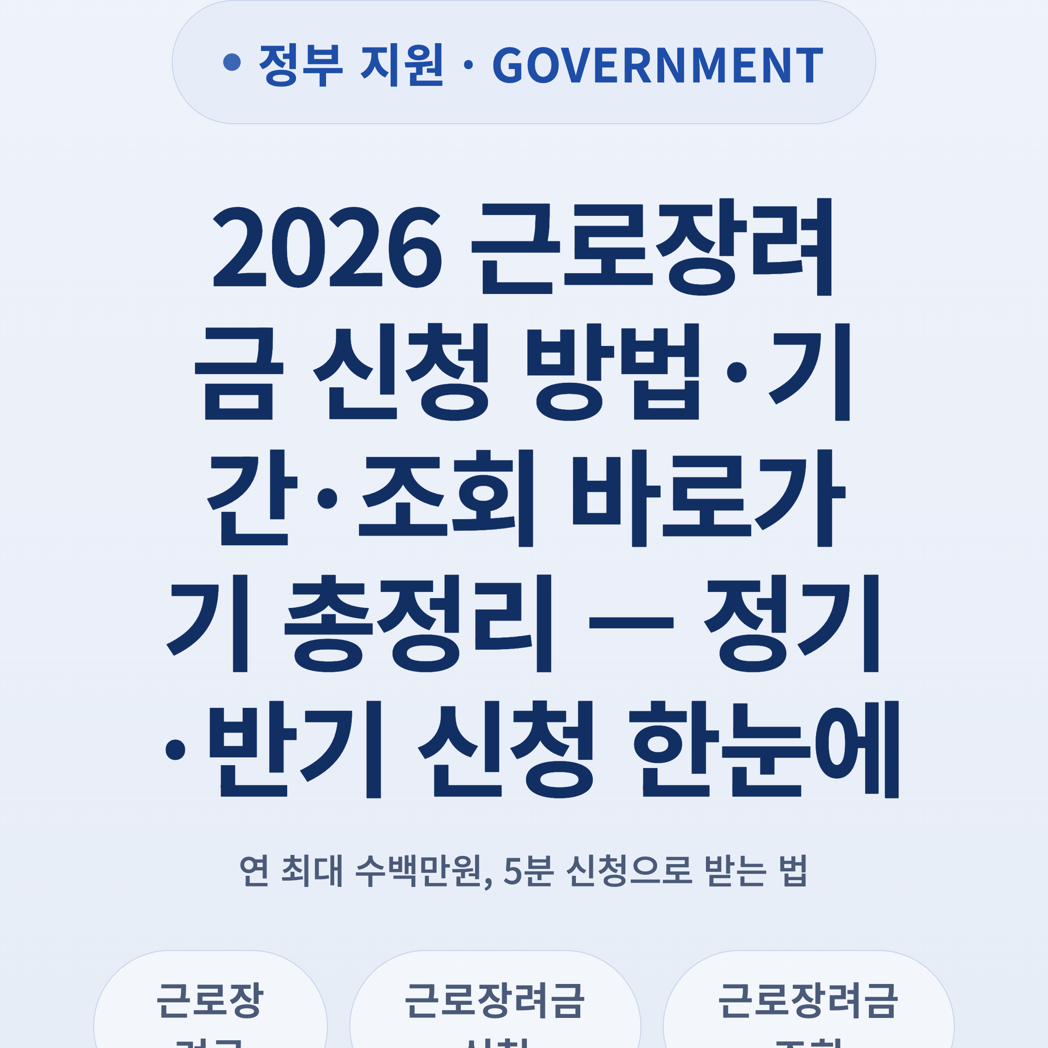 2026 근로장려금 신청 방법·기간·조회 바로가기 총정리 — 정기·반기 신청 한눈에
