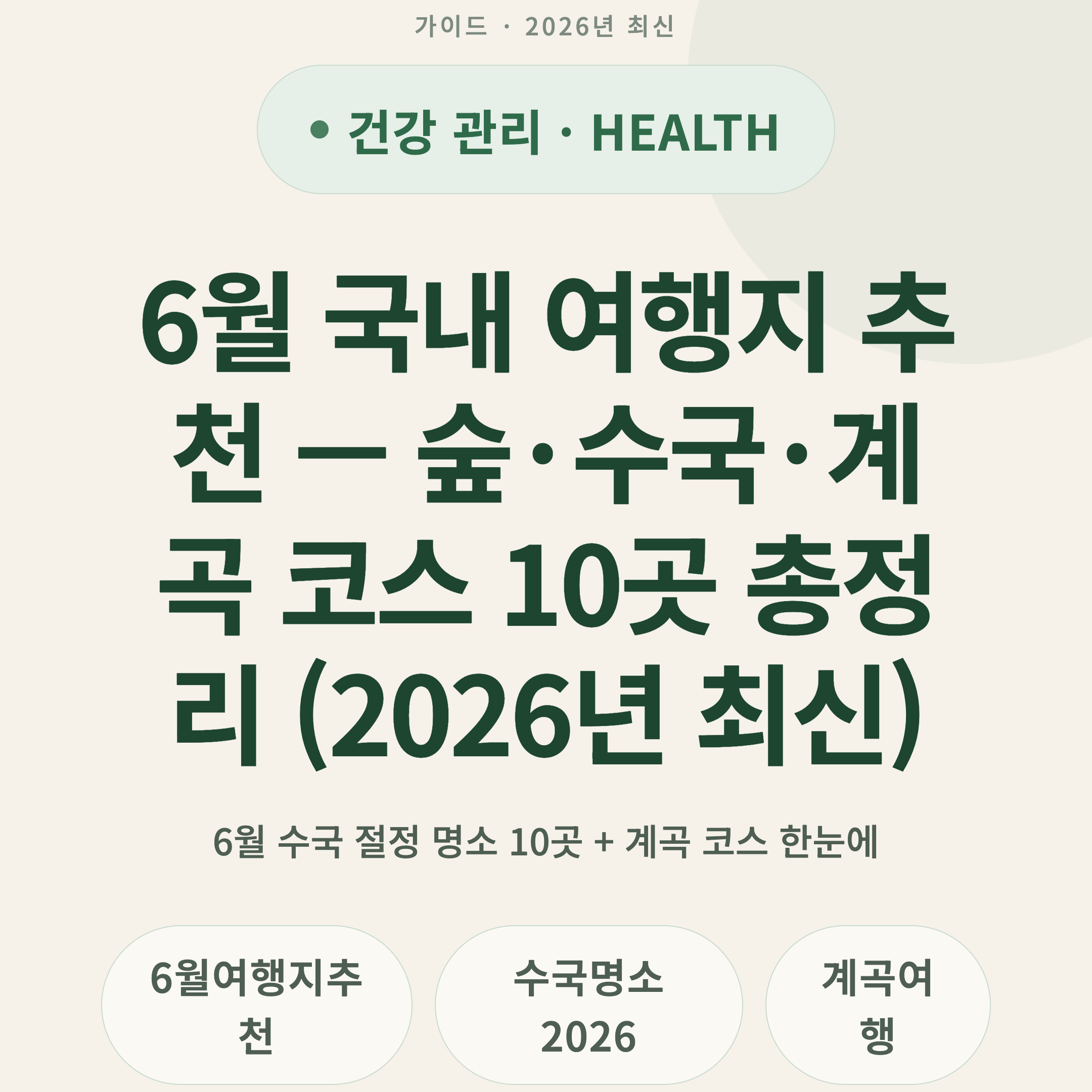 6월 국내 여행지 추천 — 숲·수국·계곡 코스 10곳 총정리 (2026년 최신)