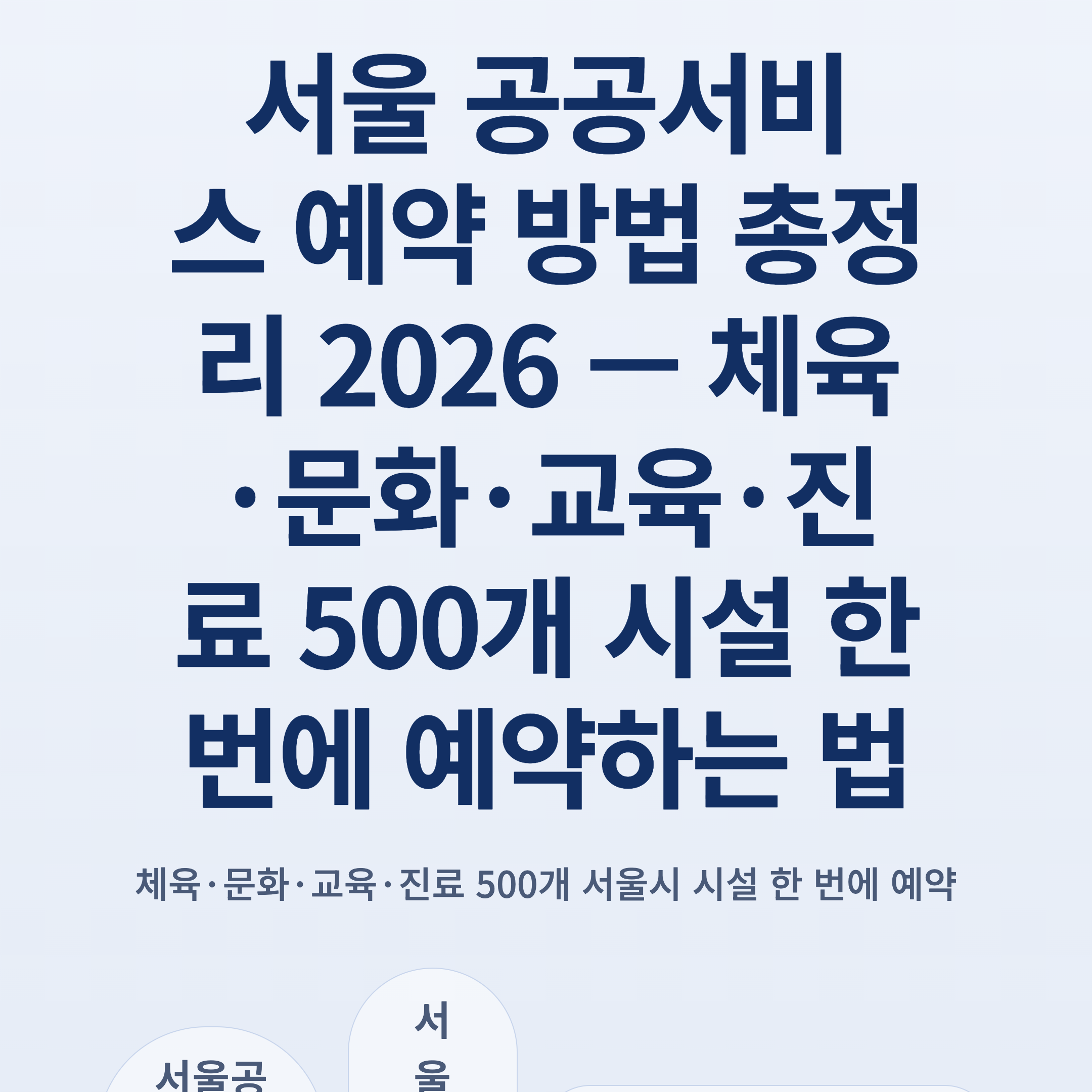 서울 공공서비스 예약 방법 총정리 2026 — 체육·문화·교육·진료 500개 시설 한 번에 예약하는 법