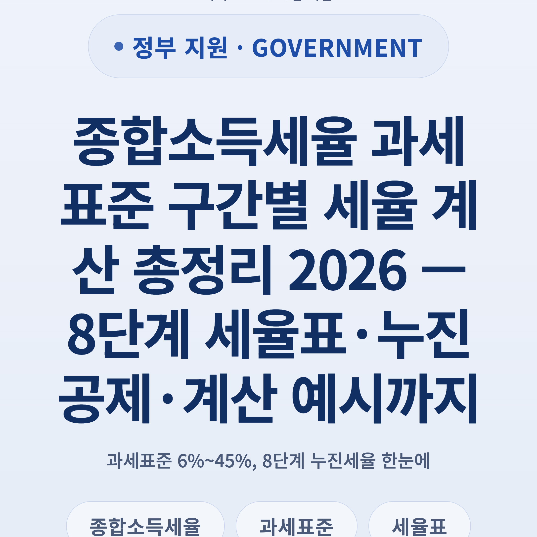 종합소득세율 과세표준 구간별 세율 계산 총정리 2026 — 8단계 세율표·누진공제·계산 예시까지