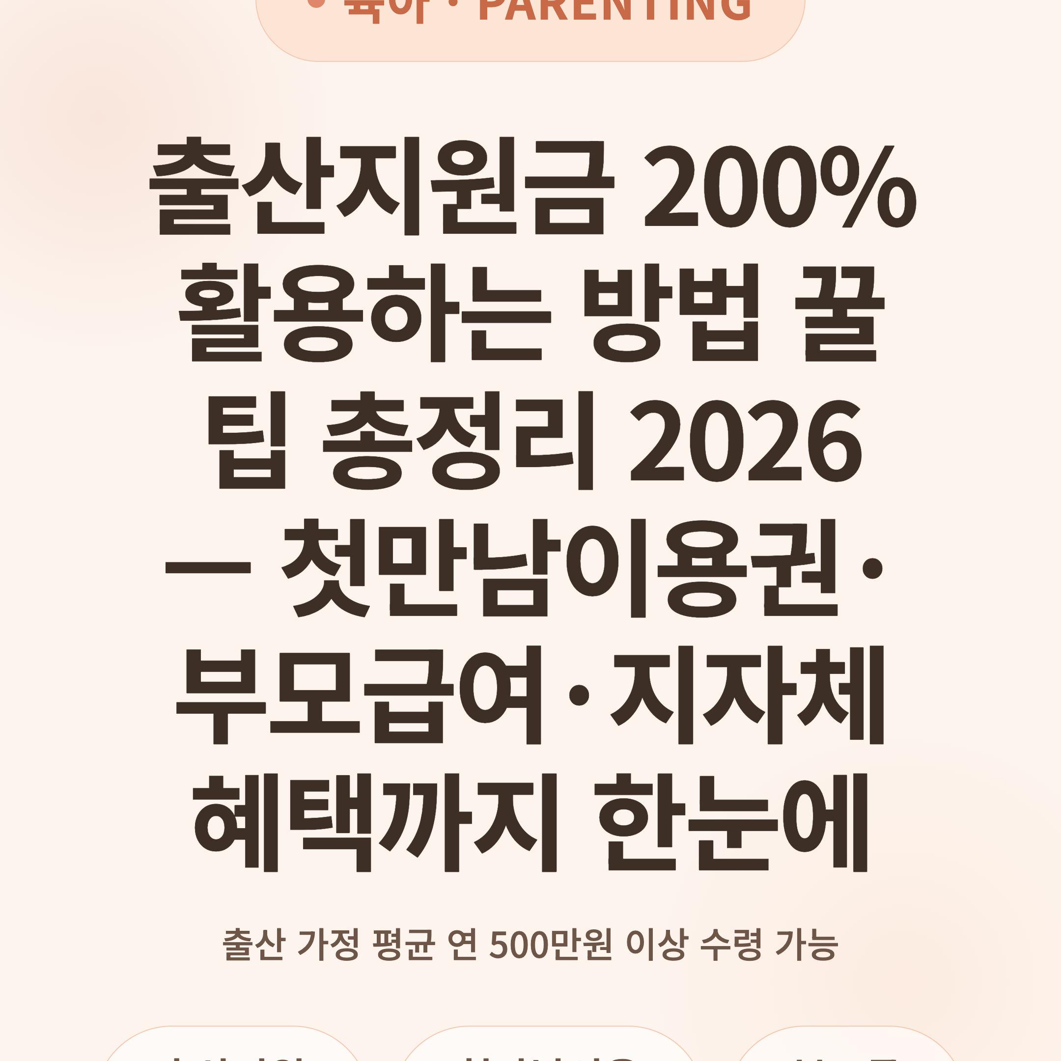 출산지원금 200% 활용하는 방법 꿀팁 총정리 2026 — 첫만남이용권·부모급여·지자체 혜택까지 한눈에
