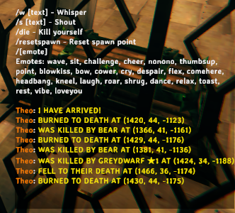 Deaths in the in-game chat