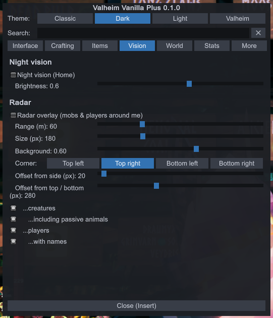 Vision tab