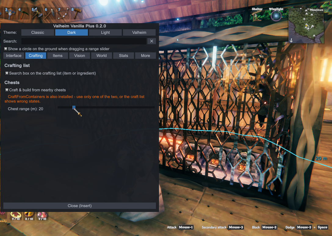 Range circle while dragging the chest range slider