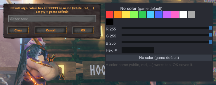 Default sign color prompt