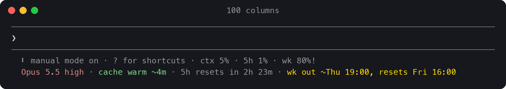 Line 1 and line 2 at 100 columns