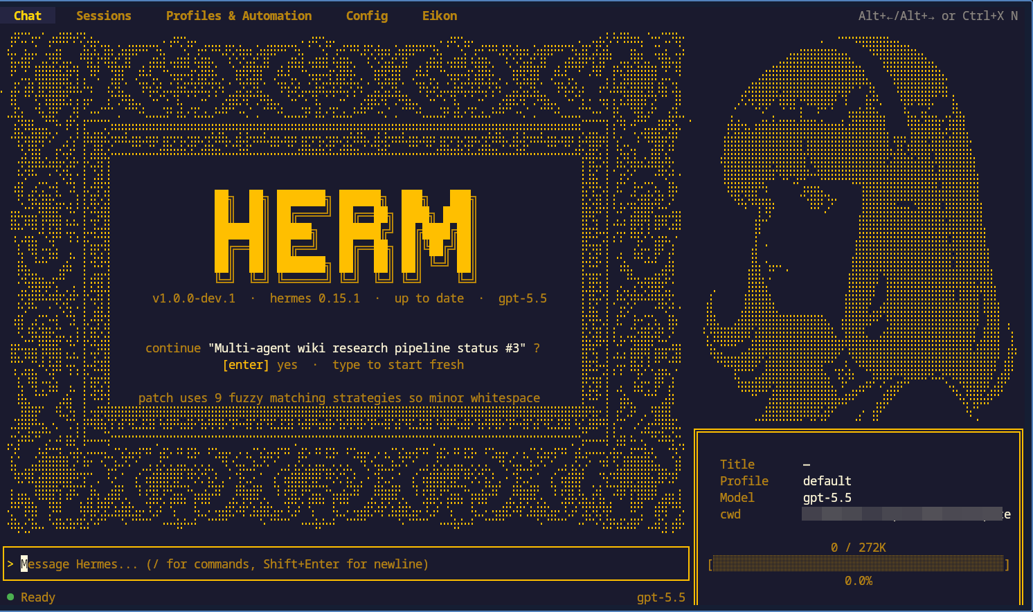 Herm startup splash screen