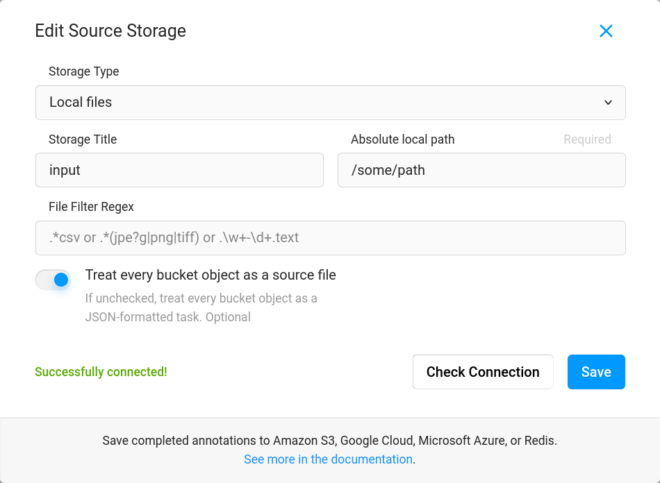 Configuration of local file input.