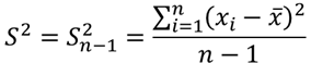 sample variance s(n-1)