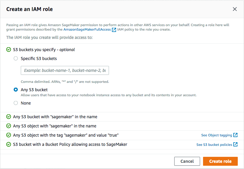 Notebook instance IAM role