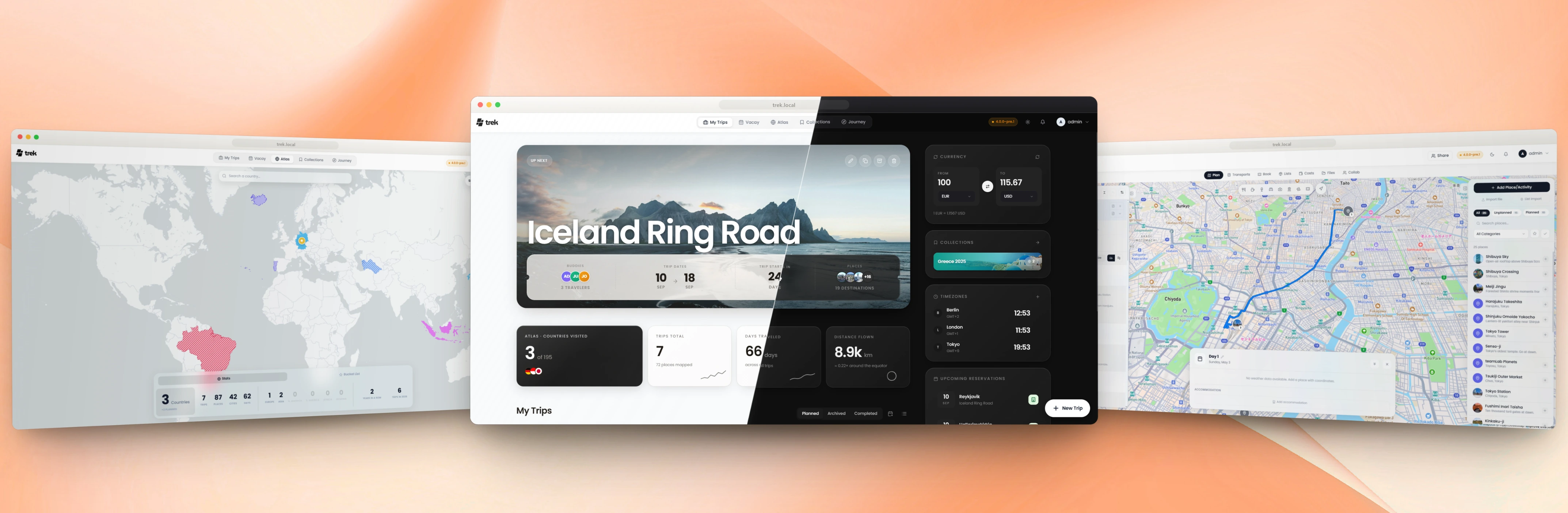 Atlas · dashboard · trip planner