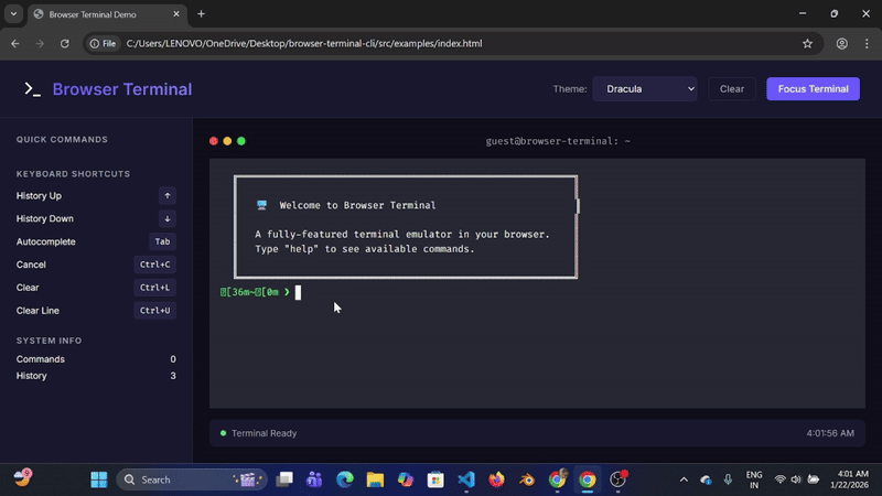 Browser Terminal CLI Demo