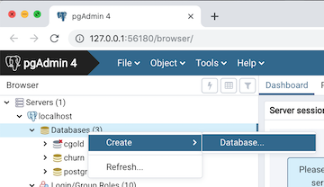 Create Database in PgAdmin