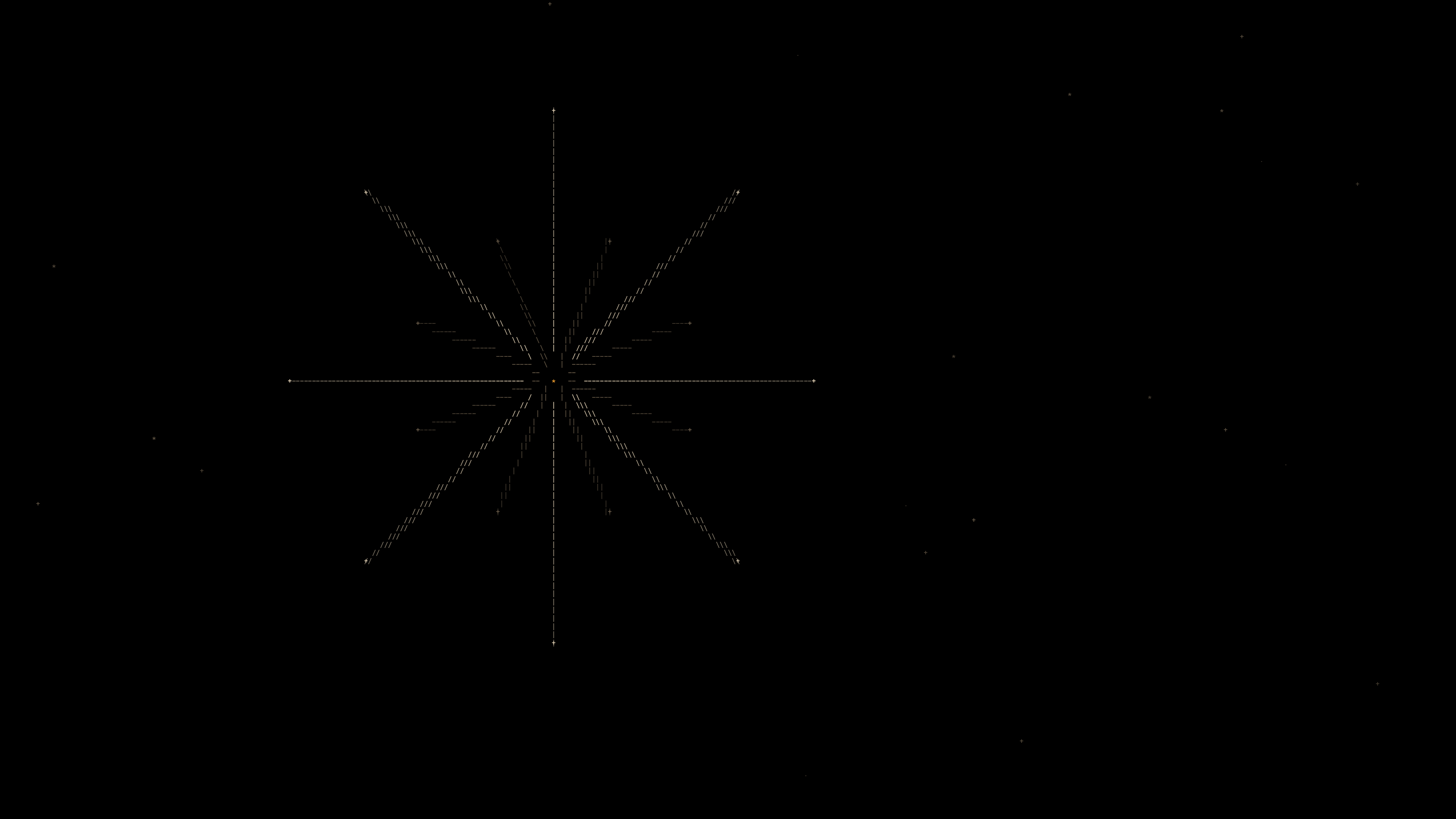 Glyph burst: Starburst of - | / ](screenshots/walls/5020-asciiburst.png)
