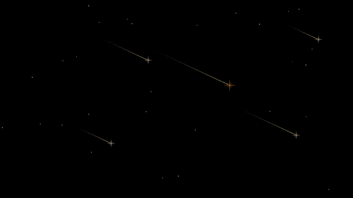 Shooting stars across a night sky, one head amber