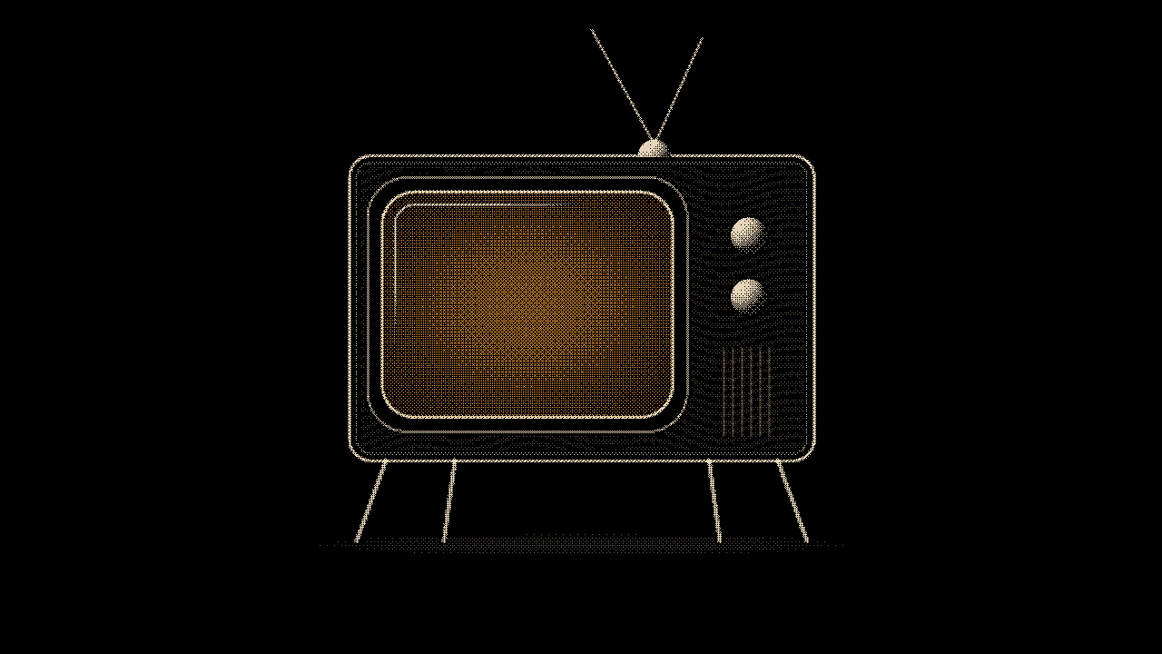TV: Console set, screen aglow