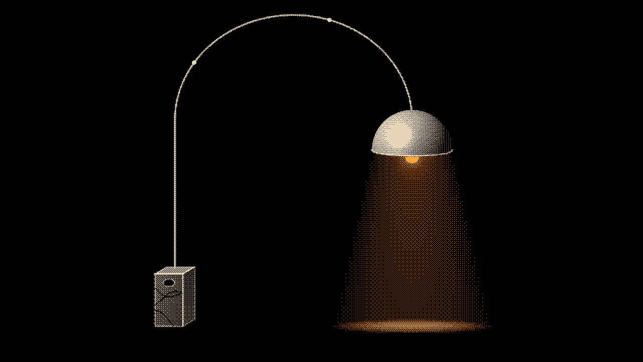 Arc lamp: The Arco: marble block, steel arch