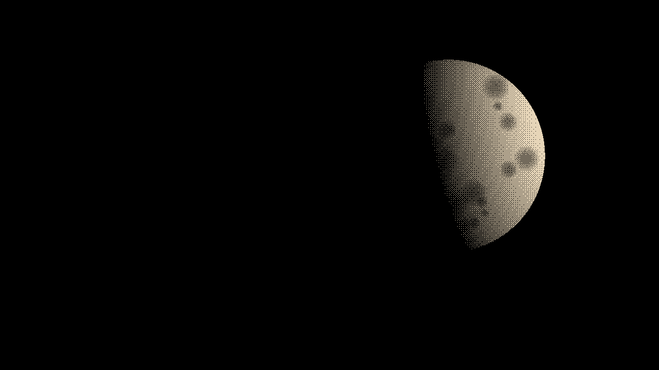 Moon: Half moon, dithered