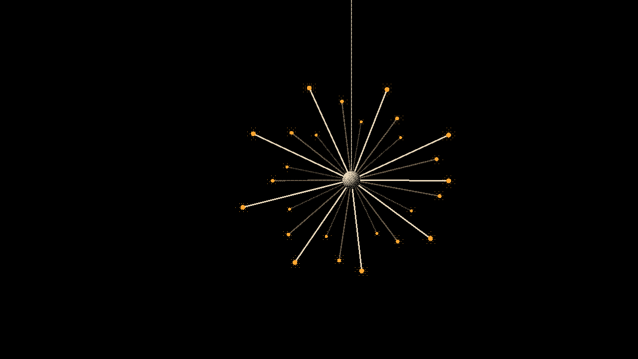 Chandelier: Sputnik lamp, amber bulbs