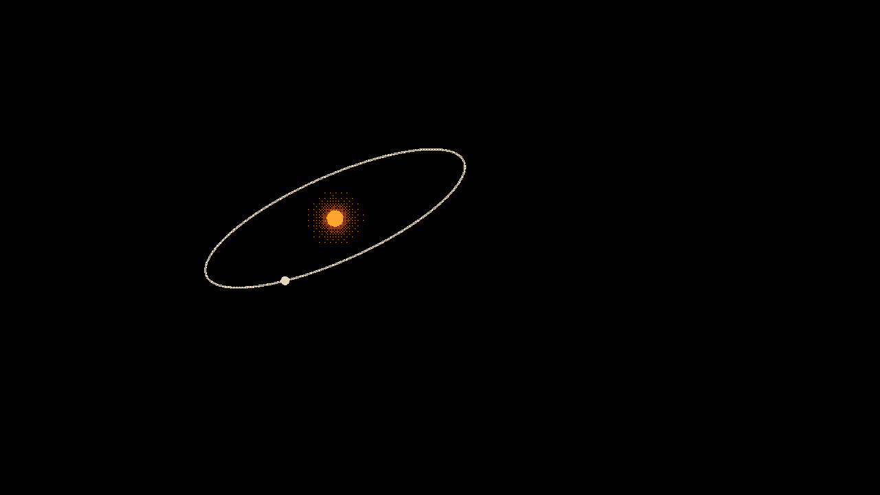 Orbit: One electron, a small amber sun