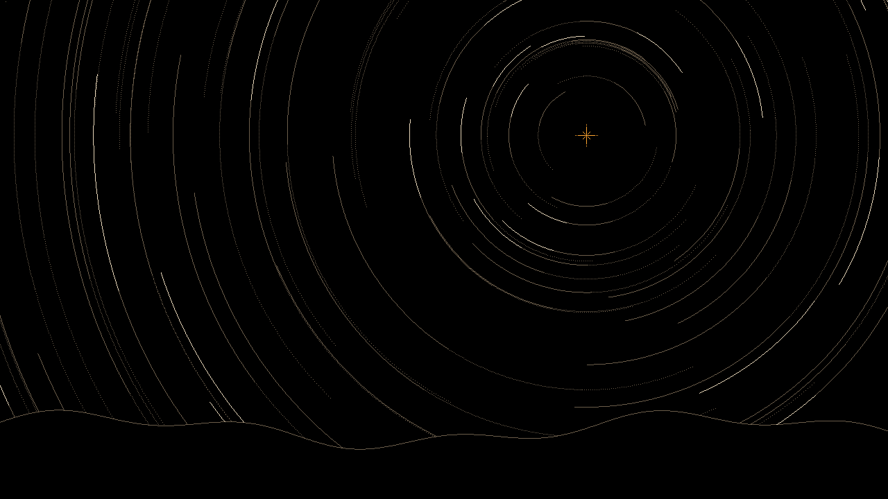 Star trails: Circling Polaris, amber