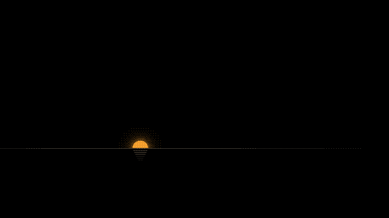 Horizon: Half an amber sun at dusk