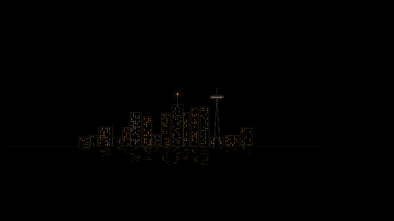 Skyline: Lit towers across the water