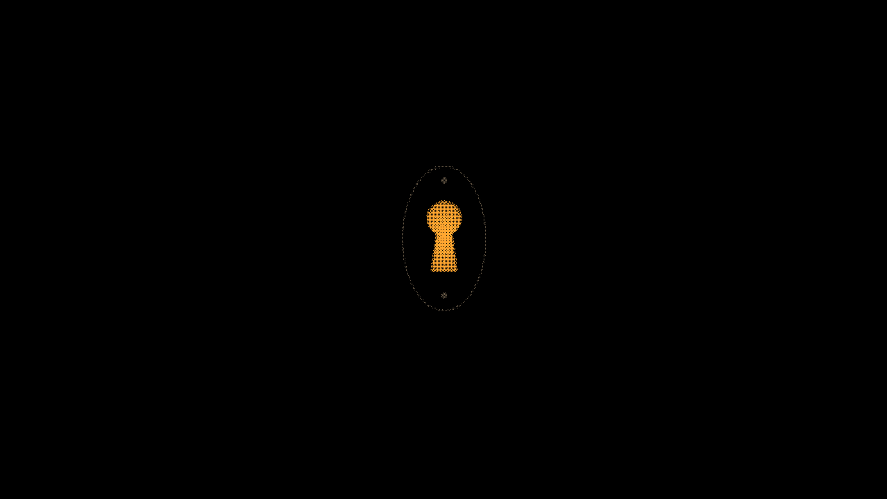 Keyhole: Warm light through a dark door