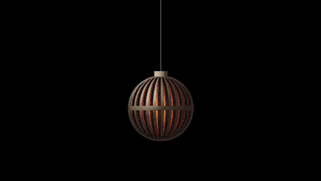 Lantern ornament: A lamp inside, amber through