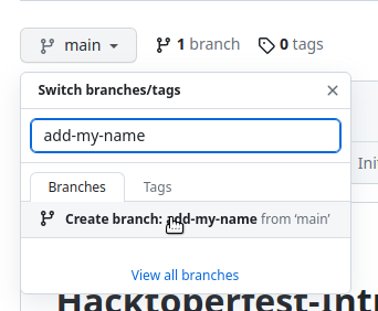 Create a branch name screenshot example