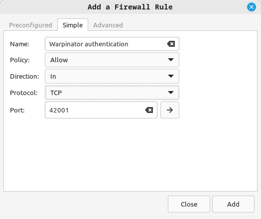 Authentication: TCP port