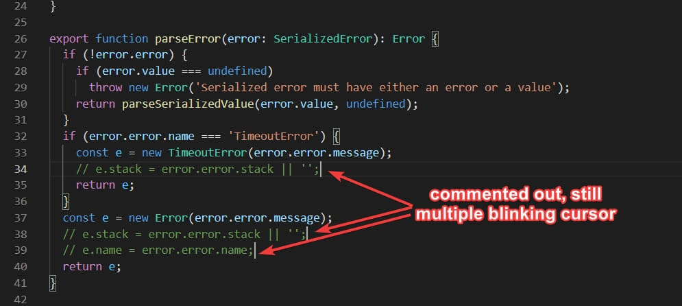 visual code comment multiple lines