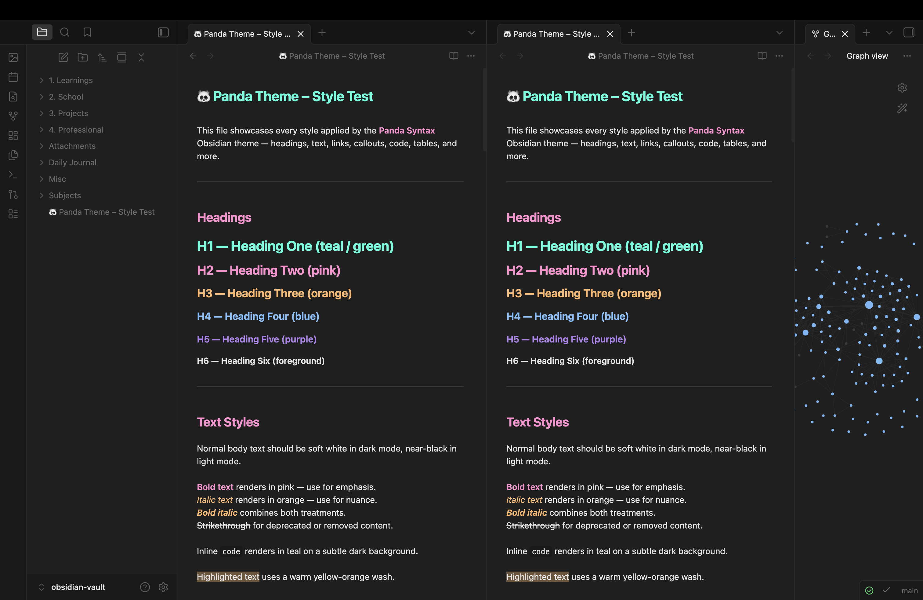 Panda Syntax - dark mode