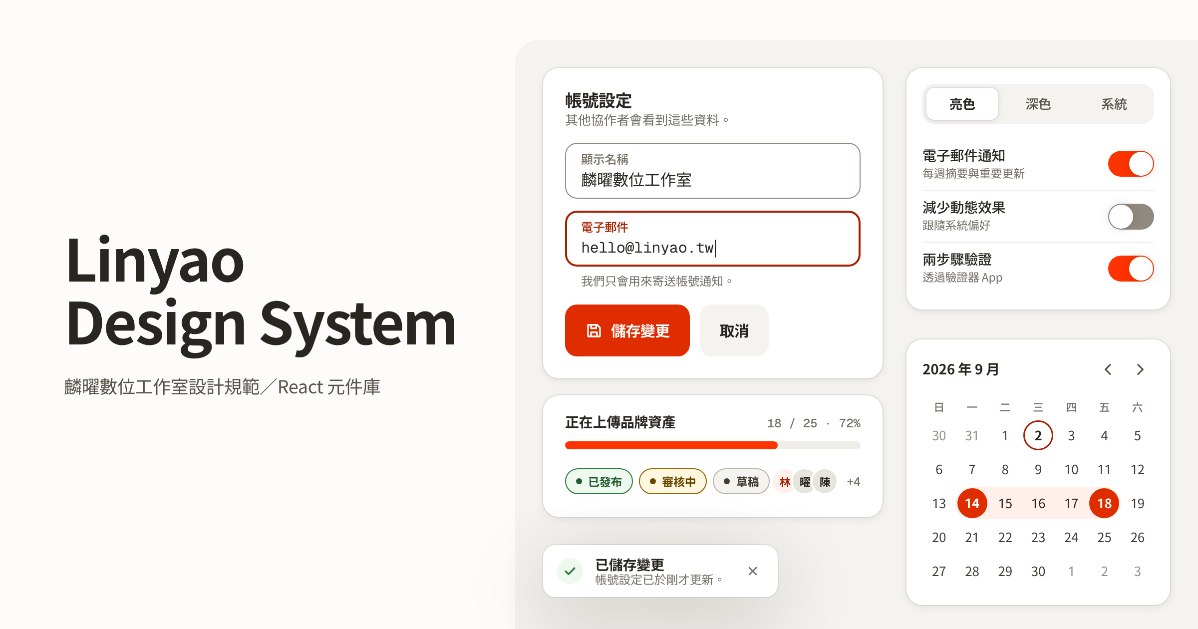 Linyao Design System 元件示意圖