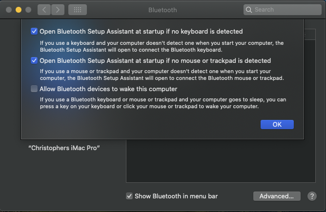 Bluetooth Advanced settings